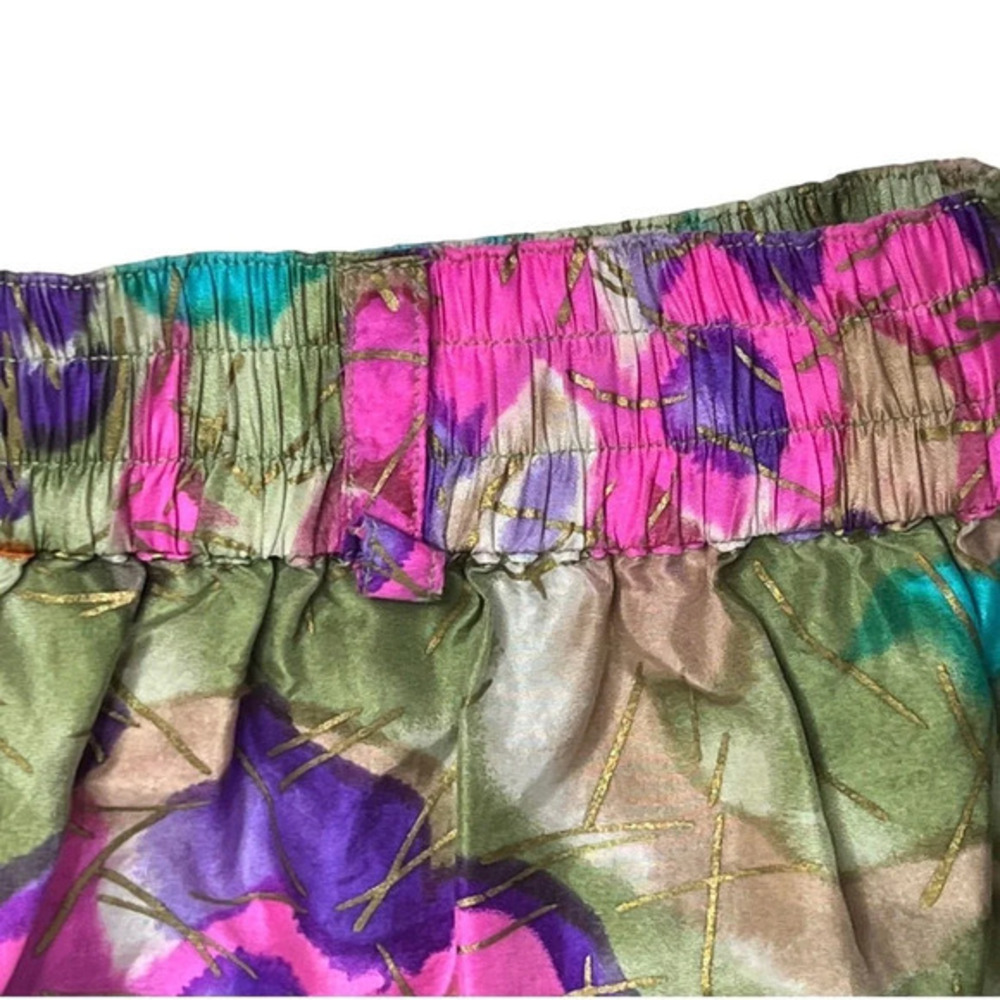 Vintage RESTLESS CLOTHIER 90s Silk Watercolor Floral Flowing Shorts Size M - Picture 9 of 11